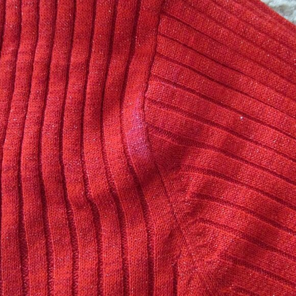 LEI Pullover V Neck Sweater Juniors Sz XXL Red Sparkle Glitter Long Sleeve Shirt - Picture 5 of 5